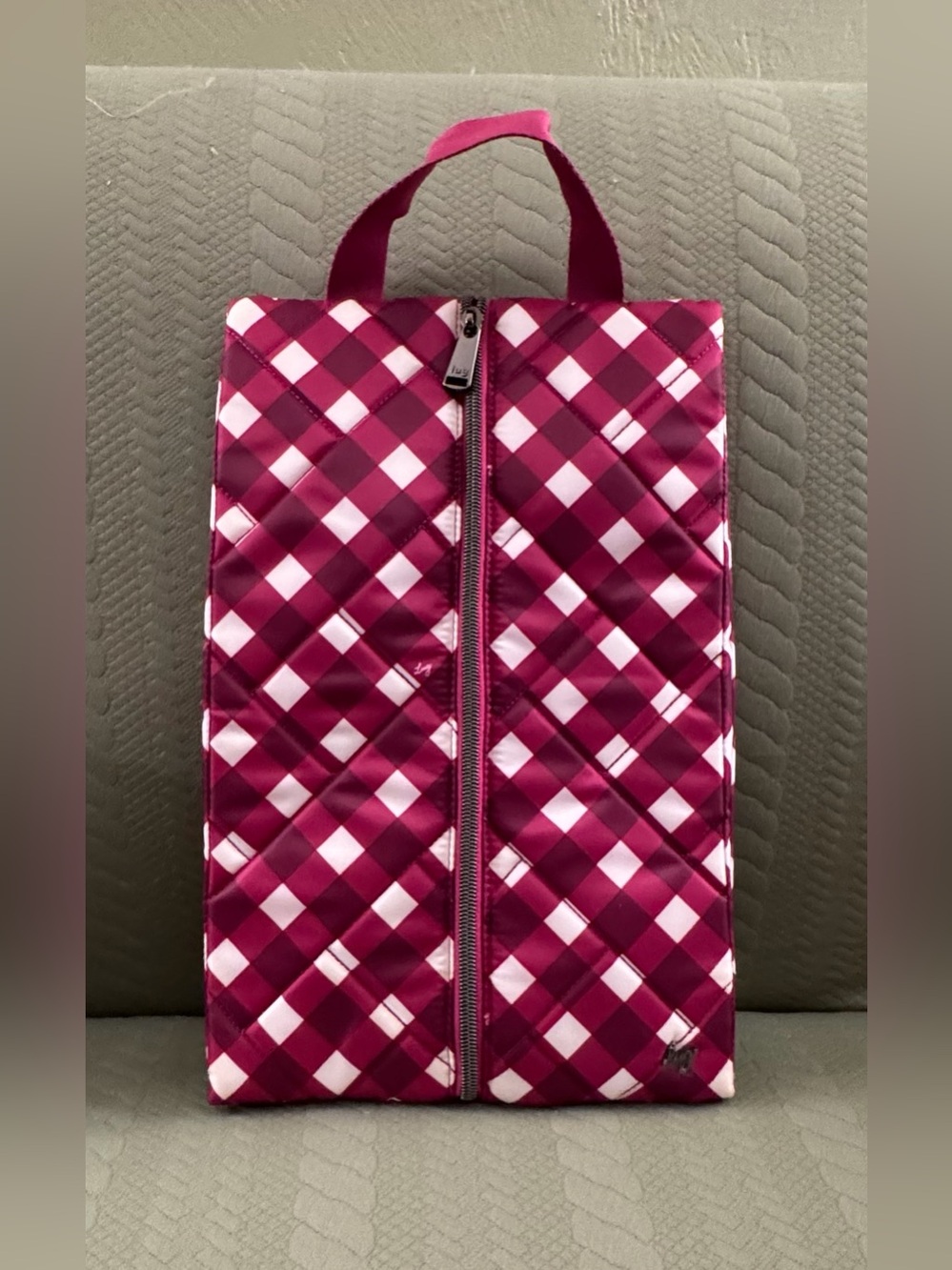Lug Tuck Hot Iron Pouch Gingham Berry NWOT
